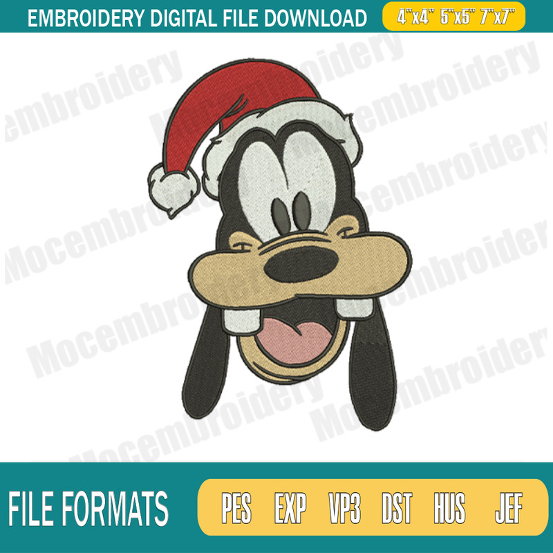 Goofy Santa Hat Christmas Embroidery Designs, Christmas Embroidery Design File Instant Download.png
