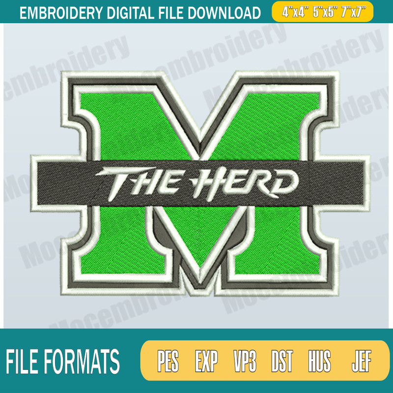 Marshall Thundering Herd Embroidery Designs, NCAA Logo Embroidery Files, Machine Embroidery Pattern.png