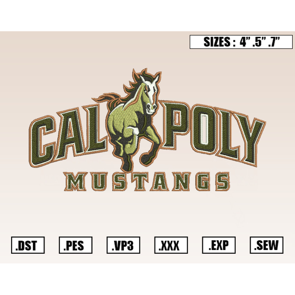 Cal Poly Mustangs Embroidery Designs, NCAA Embroidery Design File Instant Download.png