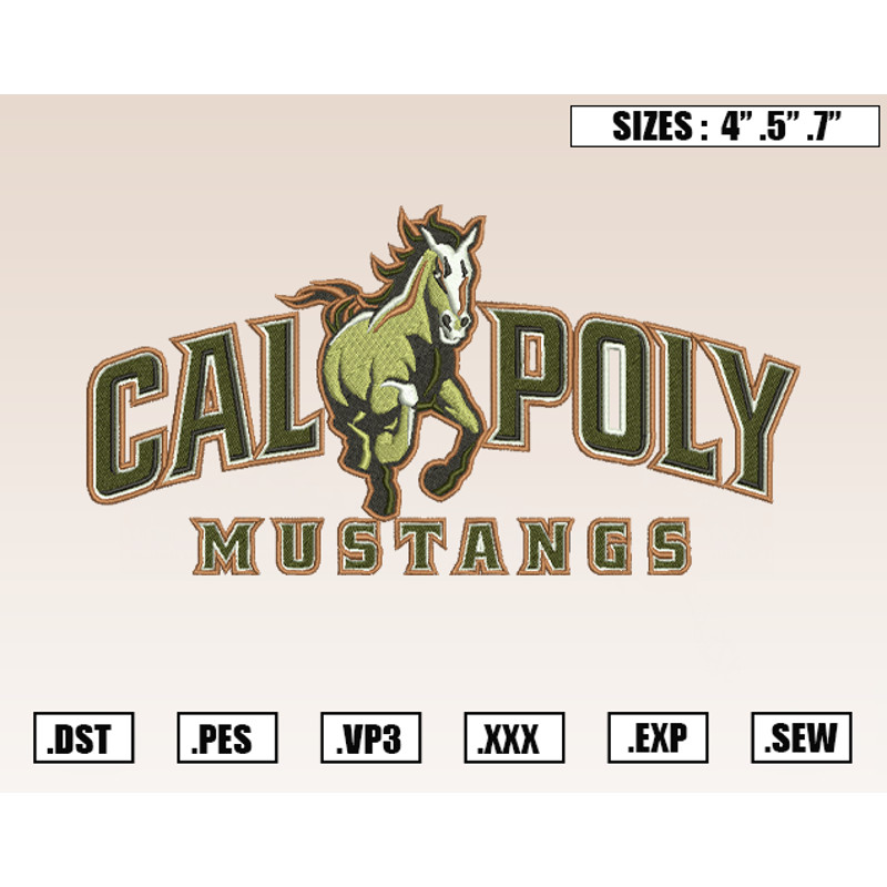 Cal Poly Mustangs Embroidery Designs, NCAA Embroidery Design File Instant Download.png