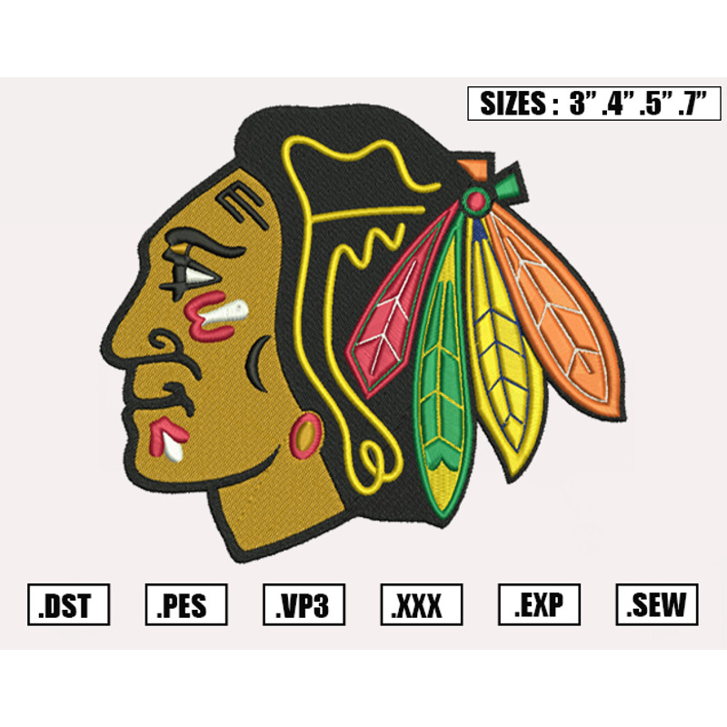 Chicago Blackhawks Embroidery Designs, NHL Logo Embroidery Files, Machine Embroidery Design File, Digital Download.png