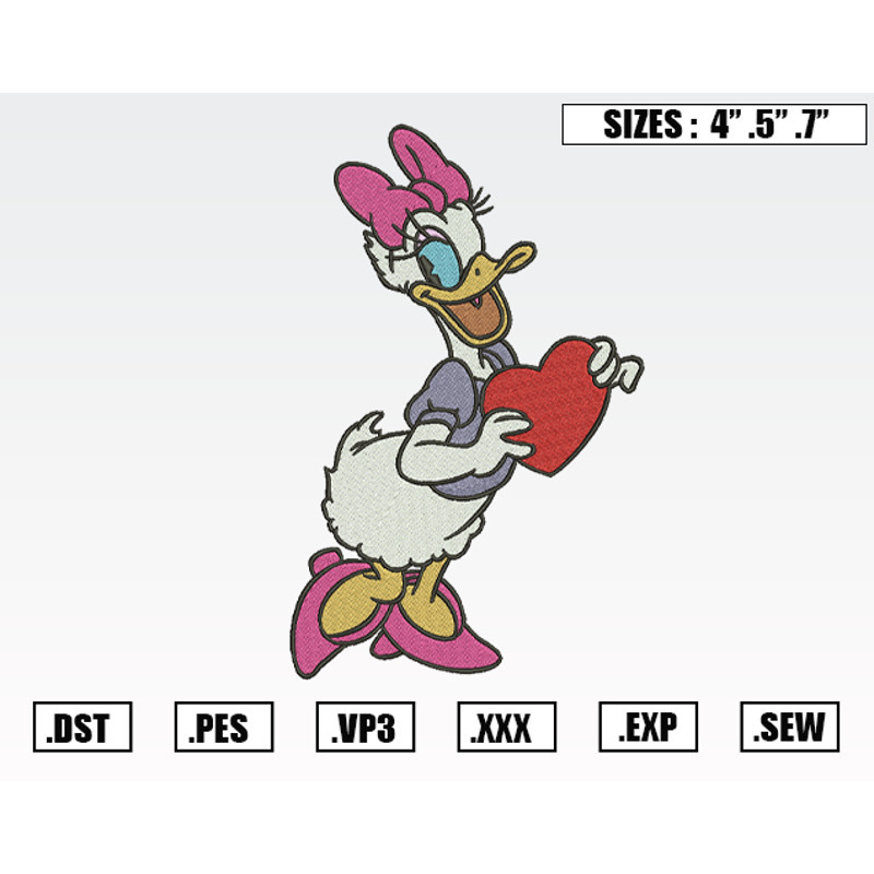 Daisy Duck Heat Embroidery Designs, Valentine Embroidery Design File Instant Download.png