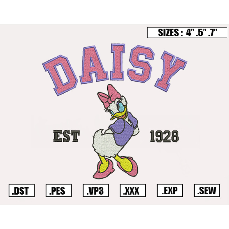 Disney Daisy Duck Est 1928 Embroidery Designs, Disney Embroidery Design File Instant Download.png