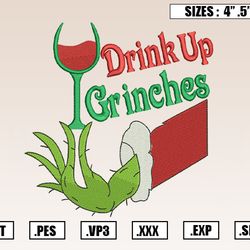 Drink Up Grinch Christmas Embroidery Designs, Christmas Embroidery Design File ,Nike Embro96