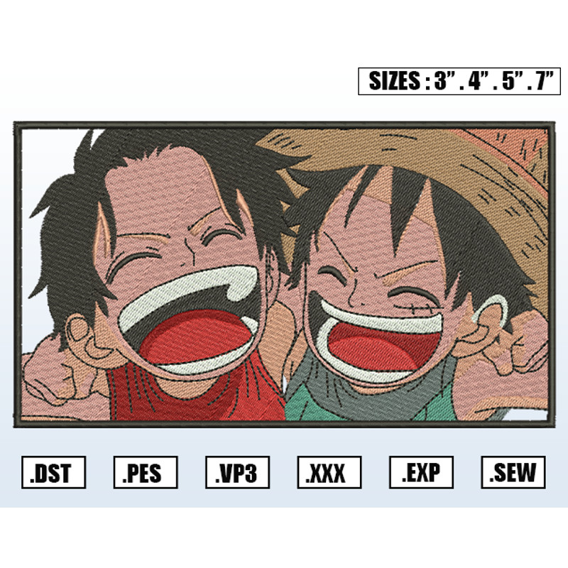 Monkey D Luffy Embroidery Design File, One Piece Anime Embroidery Design,Machine Embroidery Design file,Instant Download.png