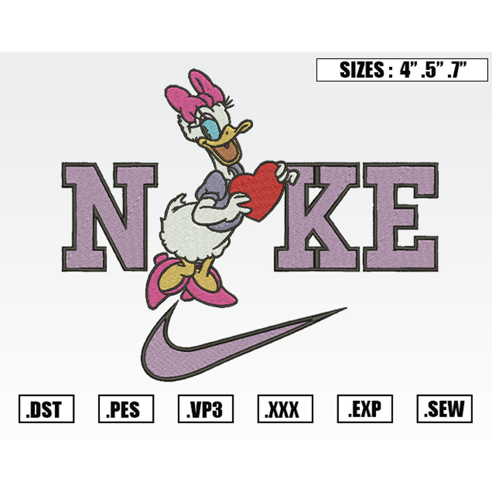 Nike Disney Daisy Duck Embroidery Designs, Nike Valentine Embroidery Design File Instant Download.png