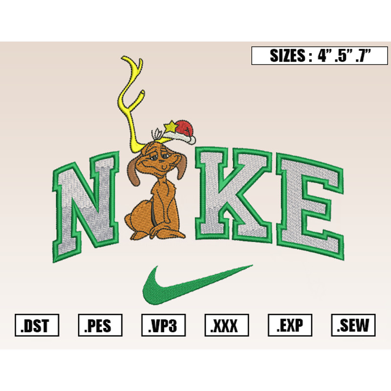 Nike Dog Xmas Christmas Embroidery Designs, Christmas Embroidery Design File Instant Download.png