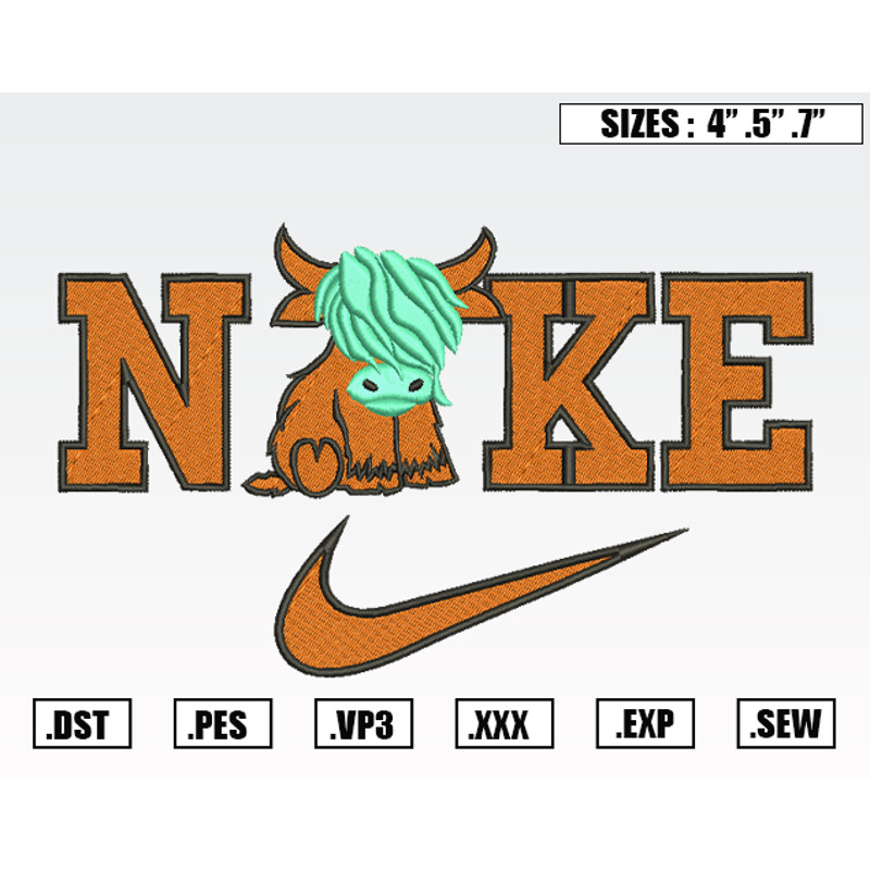 Nike Highland Cow Embroidery Designs, Nike Disney Embroidery Design File Instant Download.png