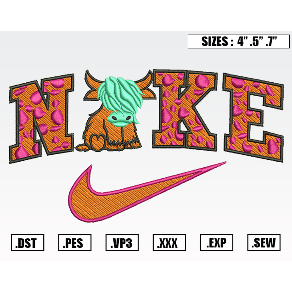 Nike Highland Cow Embroidery Designs, Nike Valentine Embroidery Design File Instant Download.png