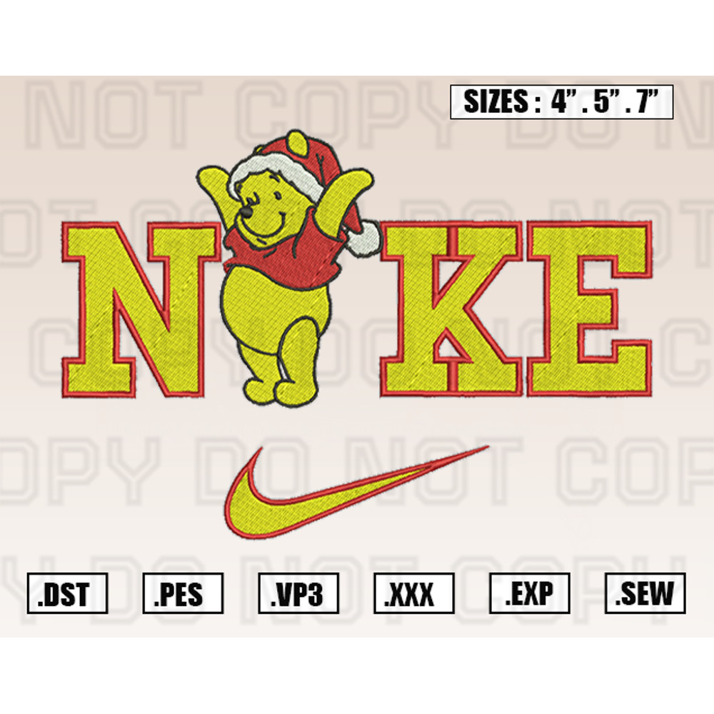Nike Winnie The Pooh Christmas Embroidery Designs, Christmas Embroidery Design File Instant Download.png