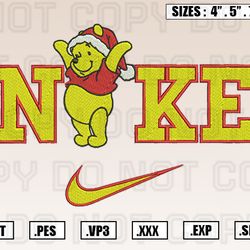 nike winnie the pooh christmas embroidery designs, christmas embroidery design file ,nike 328