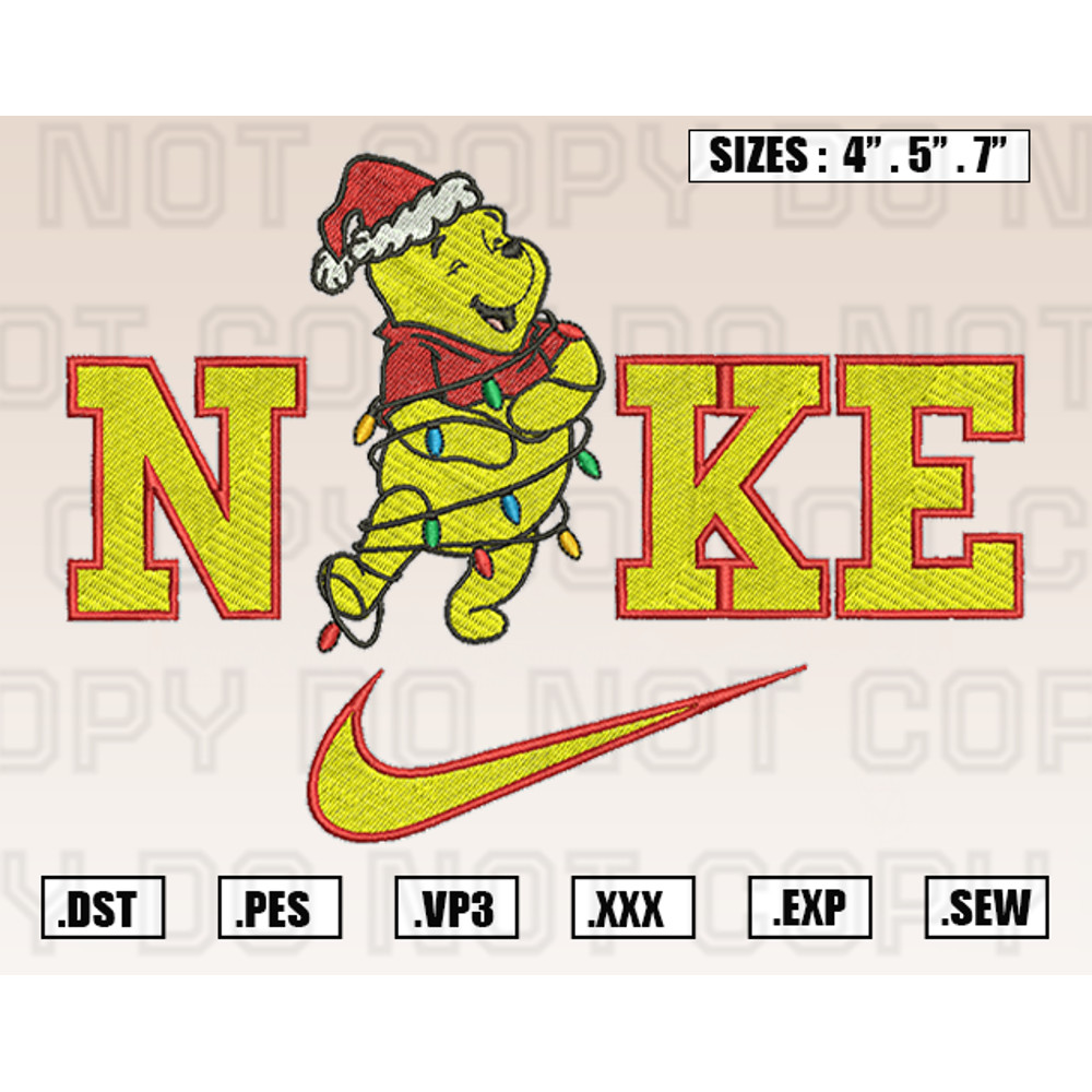 Nike Winnie The Pooh Christmas Lights Embroidery Designs, Christmas Embroidery Design File Instant Download.png