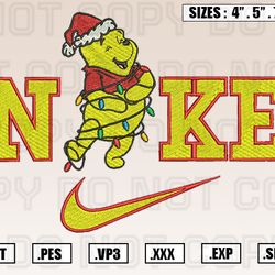 nike winnie the pooh christmas lights embroidery designs, christmas embroidery design file329