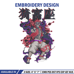 akaza poster embroidery design, demon slayer embroidery, embroidery file, anime embroidery175