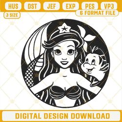 Ariel And Flounder Embroidery Files, The Little Mermaid Embroidery Designs.jpg