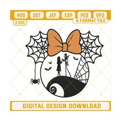 Jack And Sally Minnie Head Embroidery Designs, Funny Disney Halloween Embroidery Files.jpg