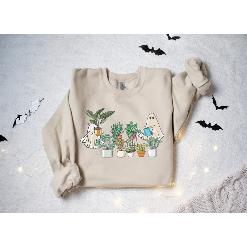 Ghost Plant Lady Sweatshirt, Ghost Plant Shirt, Halloween Plants Sweatshirt, Halloween Ghost Sweatshirt, Halloween Gift for Plant Lovers.jpg