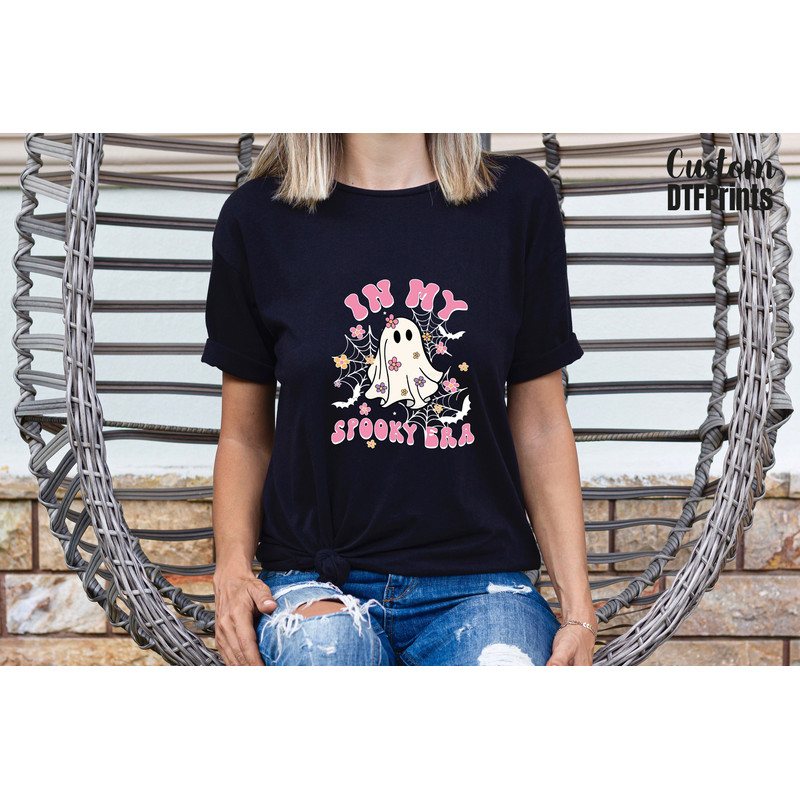 In My Spooky Era Tshirt, Floral Ghost Shirt, Spooky Season Shirt, Spooky Vibes Tee, Halloween Quotes Shirt, Womens Halloween Gift Shirt.jpg