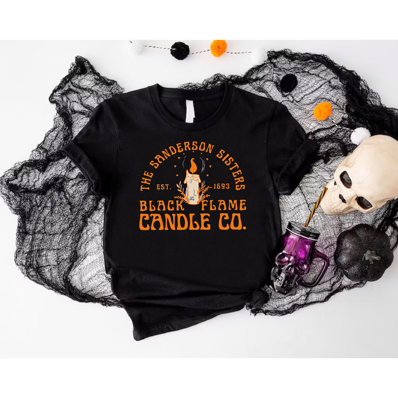 The Sanderson Sisters Shirt, Halloween Witches Shirt, Black Flame Shirt, Halloween Candle Shirt, Women Halloween Shirt,Witchy Vibes Clothing.jpg