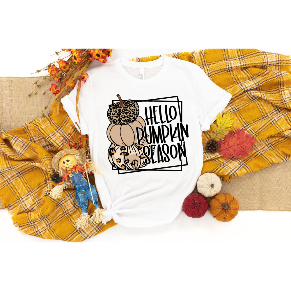 Leopard Pumpkin Shirt, Halloween Shirt, Hello Pumpkin Shirt, Fall Shirt, Retro Pumpkin Shirt, Funny Halloween, Orange Pumpkin Shirt.jpg