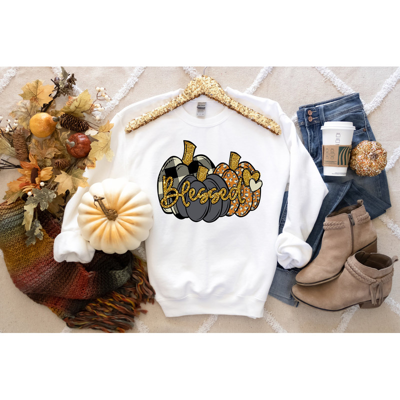 Thankful Grateful Blessed Shirt, Pumpkin Tee,Buffalo Plaid Thanksgiving Shirt,Thanksgiving Family Shirt,Thanksgiving Matching.jpg