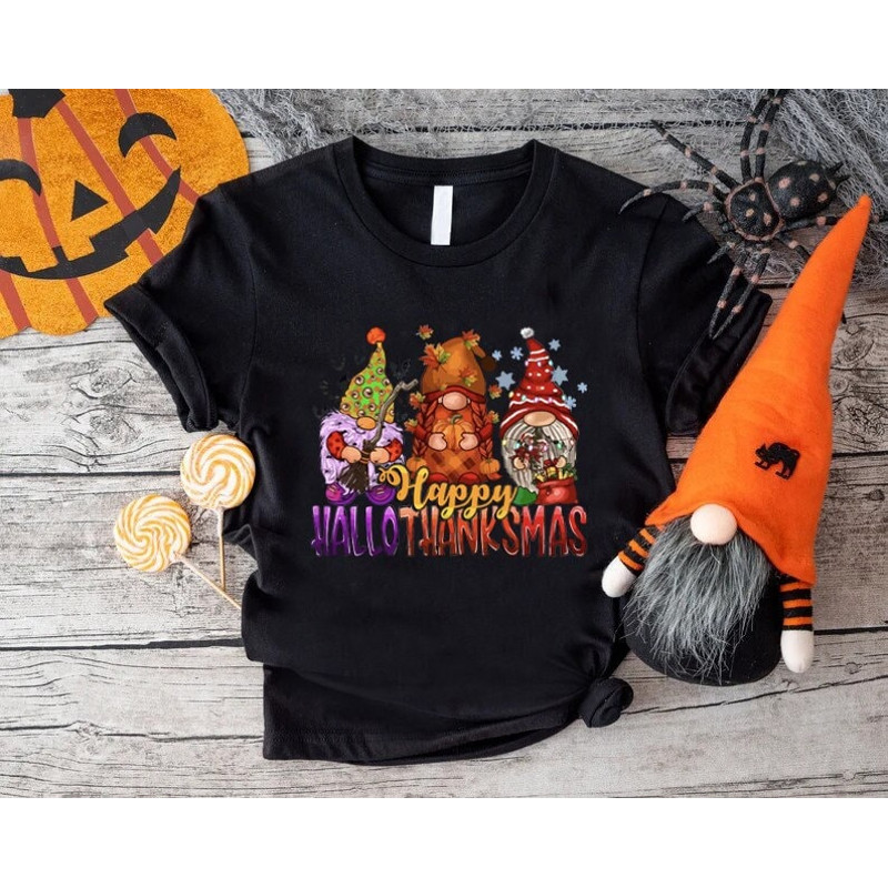 Halloween Party Tee, Happy Hallothanksmas Shirt, Gnomes Halloween Shirt, Happy Hallothanksmas Gift,Halloween Day Shirt,Gnomes Christmas Gift.jpg