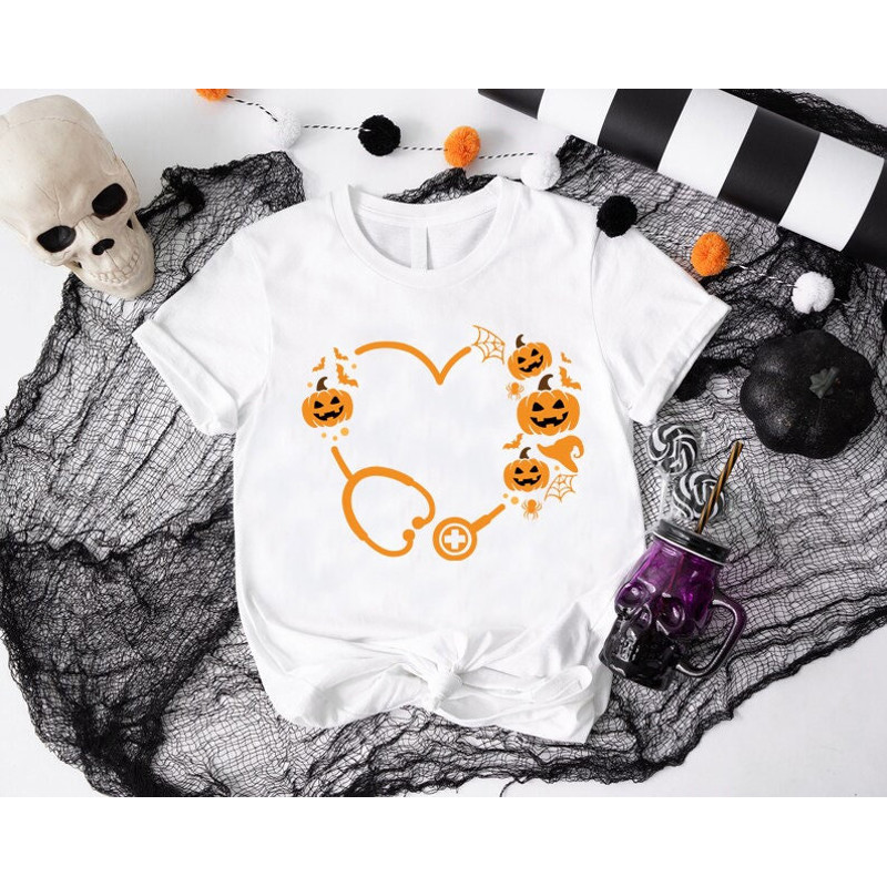 Halloween Stethoscope Shirt, Halloween Nurse Shirt, Doctors Halloween Shirt, Halloween Pumpkin Medical Shirt,Stethoscope Heart For Halloween.jpg