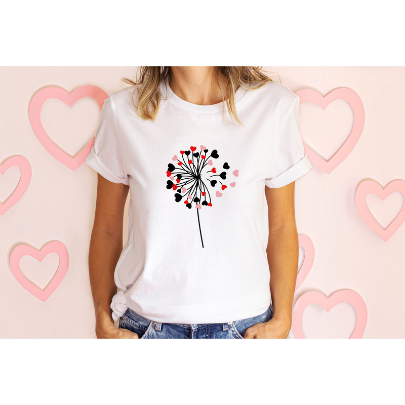 Dandelion Heart Shirt, Valentine Tee, Wildflower Shirt, Dandelion Shirt Valentines Day, Lovers Shirt, Valentines Day Gift, Valentine Sweat.jpg