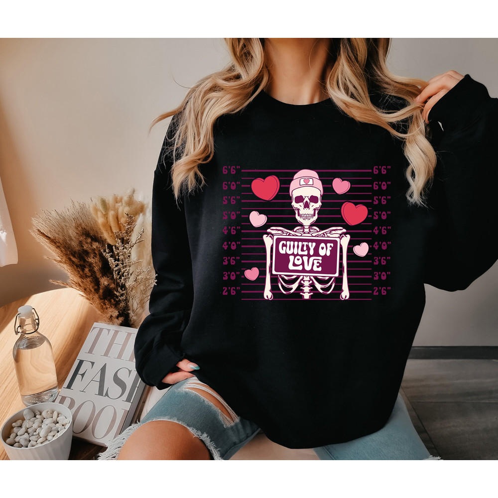Guilty Of Love Skeleton Shirt, Valentine Day Gift, Love Day, Retro Valentine Shirt, Love Gift, Retro Dead Inside Tee, Funny Skeleton Shirt.jpg