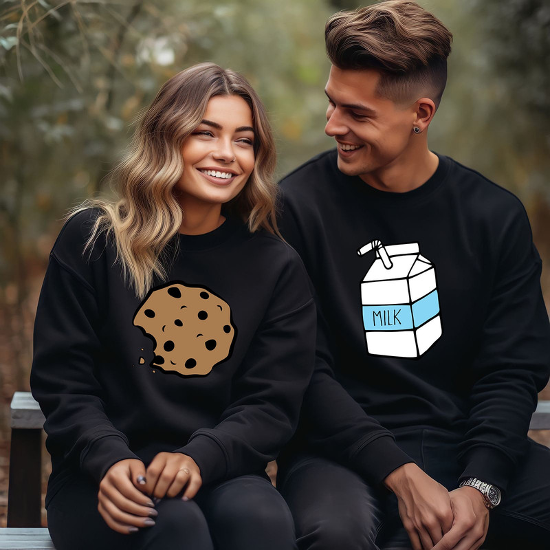 Milk and Cookies Shirt, Friends Shirt, Women Shirt, Couple Matching Shirts, Funny Couple Tee, Food Matching Shirt, Valentines Matching Shirt.jpg
