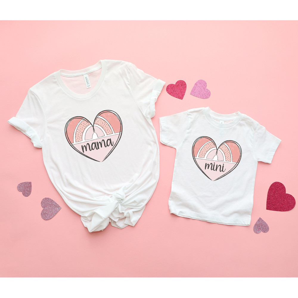 Rainbow Hearts Shirt, Valentines Shirts for Mama and mini, Mommy and Me Outfits, Gift for Mom and Daughter, New Mom Gift.jpg