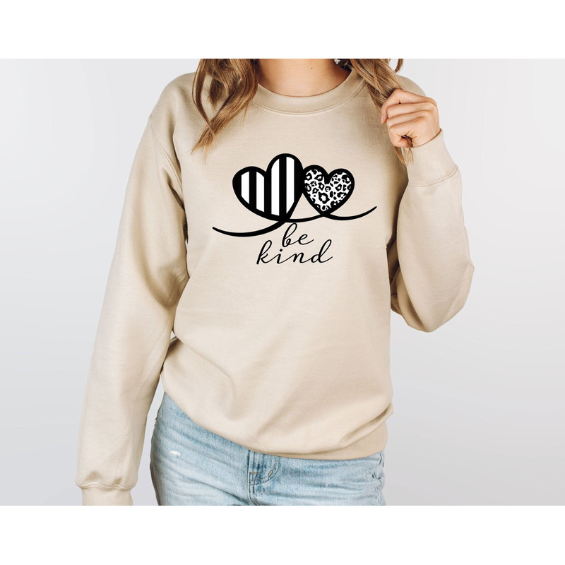 Be Kind Heart Sweatshirt, Love Sweatshirt, Be My Valentine Sweatshirt, Valentines Day Gift, Couple Matching Sweatshirt, Mom Valentines Gift.jpg