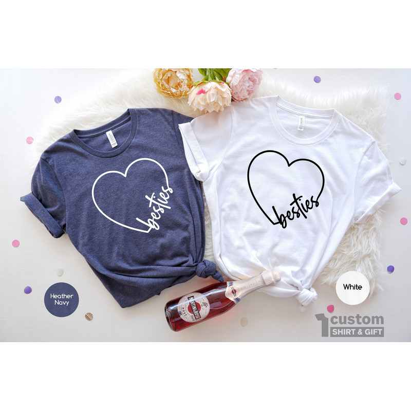 Besties Heart Shirts, Best Friend Gift, Long Distance Gift, Best Friend Matching Shirts, Besties Shirt, Personalized Best Friend Gifts.jpg