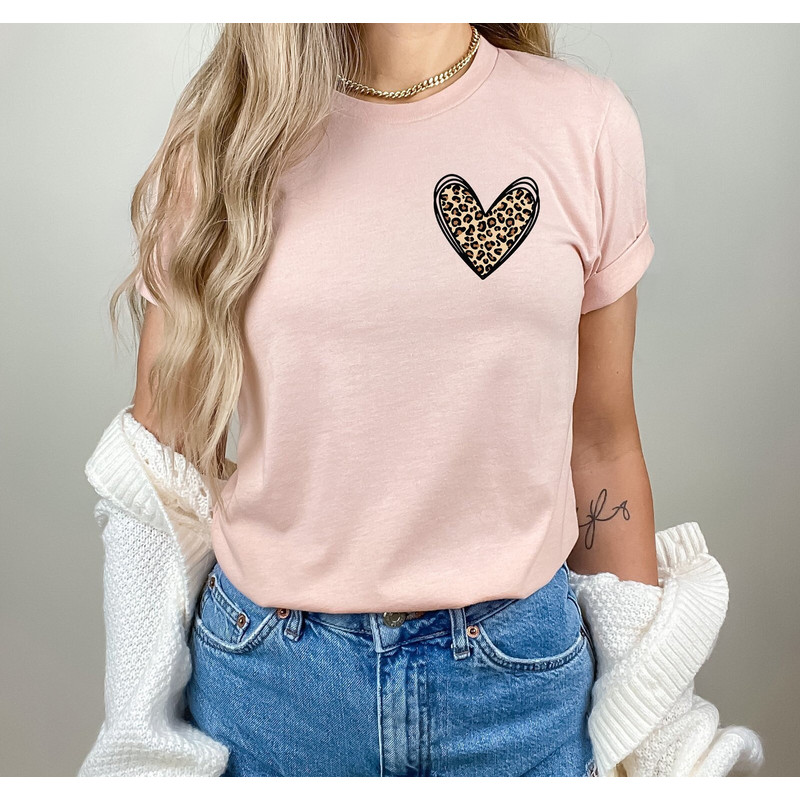 Valentine's Day Leopard Pocket TShirt, Cheetah Heart Minimalist Shirt, Love Heart Tee, Valentine's Day Couple Shirt,Love Gift for Valentine.jpg