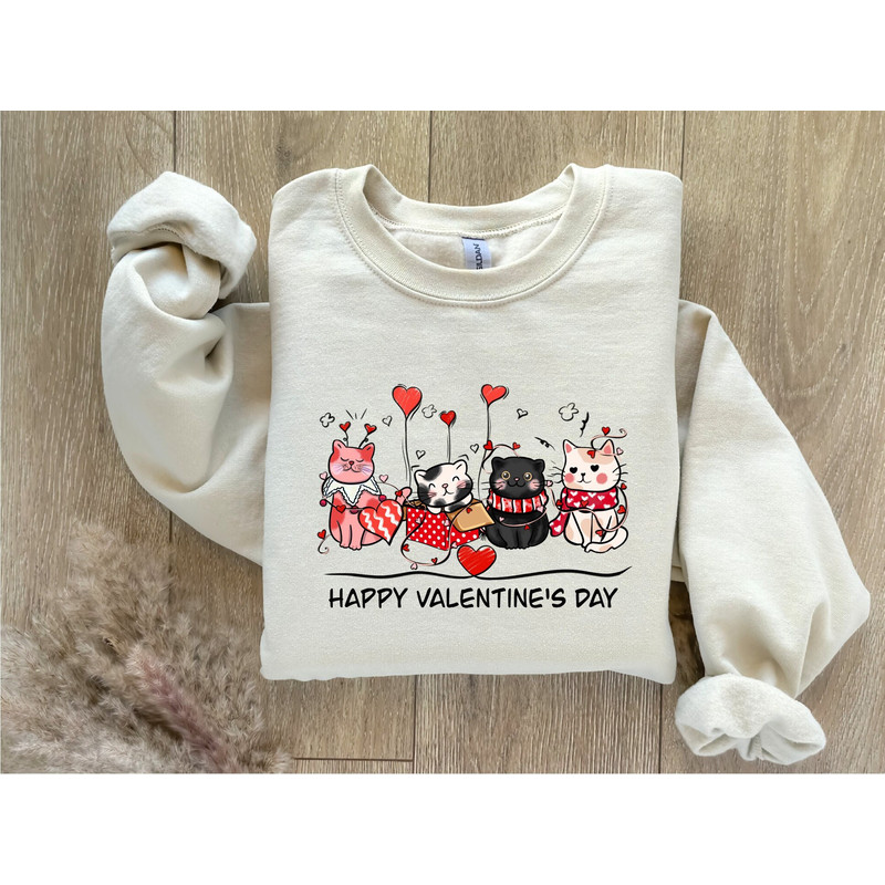 Valentines Day Sweatsirt, Valentines Day Hoodie, Valentine Sweatshirt, Cat Lovers Sweatshirt, Valentine Vibes, Valentine Cat Sweatshirt.jpg
