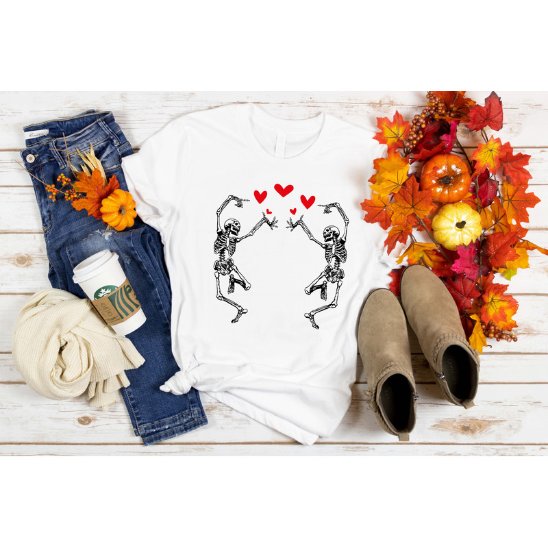 Dancing Skeleton Halloween Shirt, Cute Halloween Tee, Spooky Shirt, Halloween Party, Halloween Women Shirt, Fall Shirt, Funny Halloween.jpg