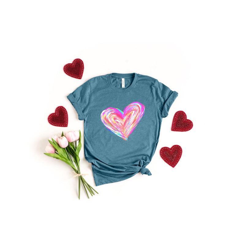 Watercolor Doodle Heart Valentines Shirt, Heart Shirt, Valentines Day Shirt, Colorful Heart Shirt, Cute Heart Shirt Unisex, Valentines Shirt.jpg