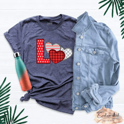 love heart shirt, buffalo plaid heart, love shirt, valentines day shirt, buffalo plaid design shirt, valentines day shir
