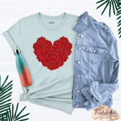 rose heart shirt, double heart shirt, valentine heart tee, valentines shirt, love shirt, valentine shirts, cute love shi