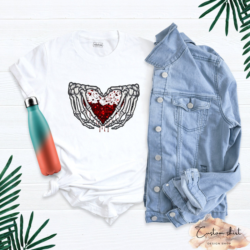 Skeleton Hand Valentine Shirt, Skeleton Heart Shirt, Funny Valentines Day Shirt, Skeleton Hand Making Heart Shirt, Valentine Matching Shirt.jpg