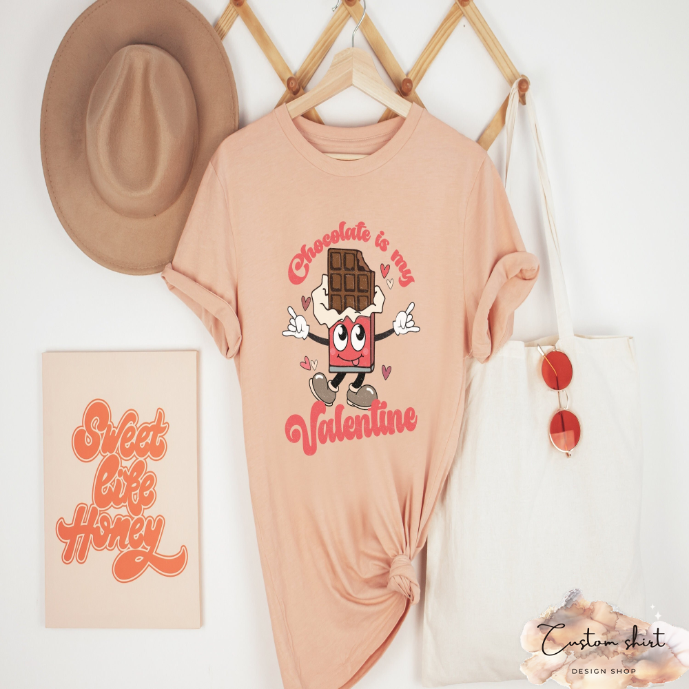 Chocolate Is My Valentine, Proud Single Shirt, Funky Valentines Day Shirt, Funny Valentine Days Shirt, Anti Valentines Day Shirt, Chocolate.jpg
