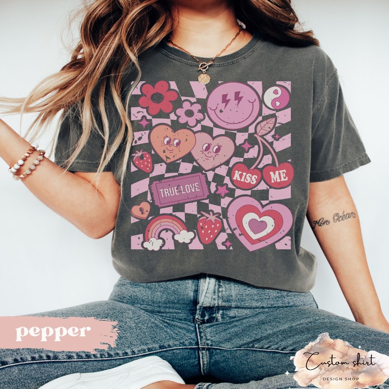Retro Comfort Colors Valentine's Day Shirt, Valentines Day Shirt, Valentine Gift, Gift For Her, Gift For Valentine, Lover Gift.jpg