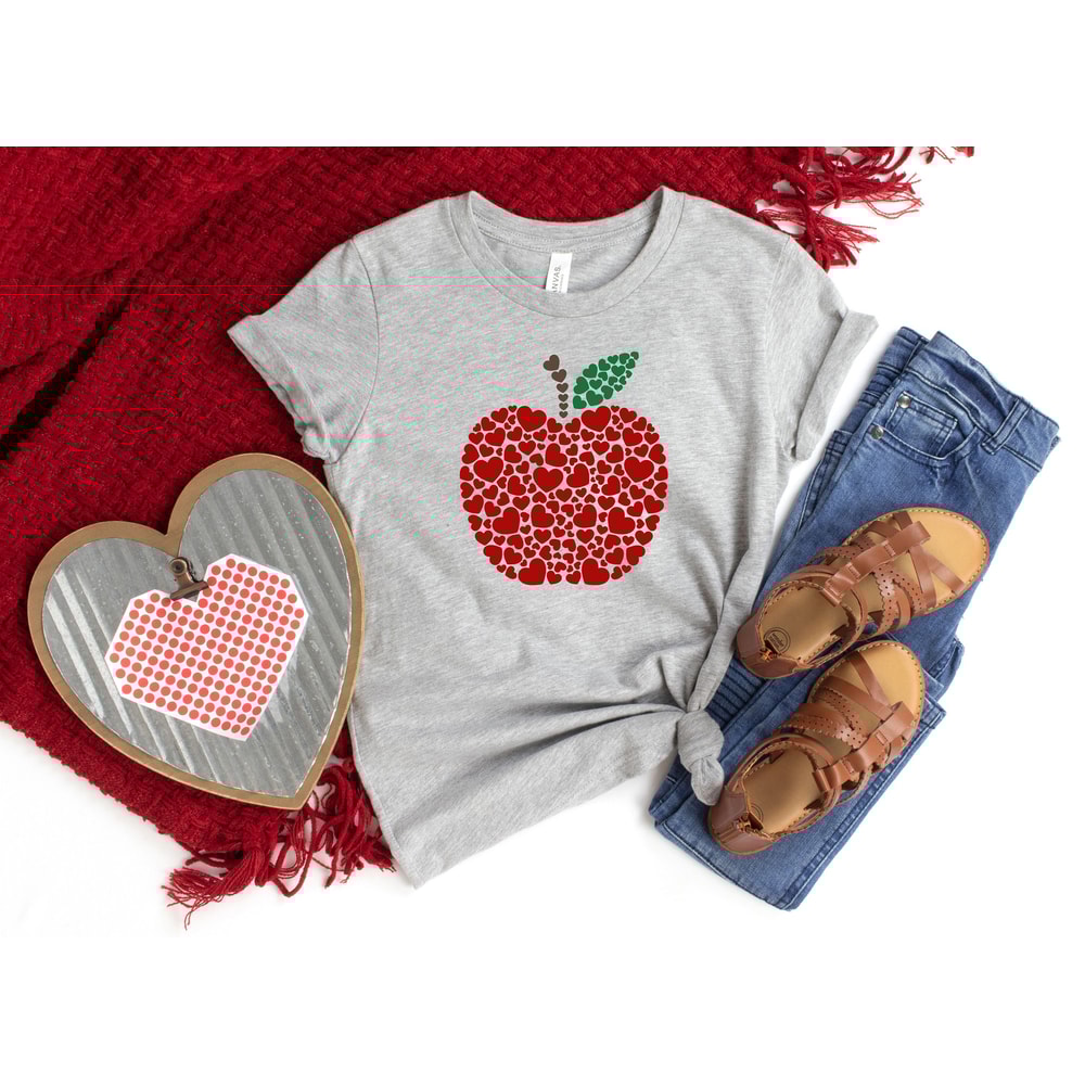 Apple Hearts Shirt,Teacher Valentine's Day Shirt,Cute Valentine Shirt,Valentines Day Gift,Valentines Shirts For Woman,Valentine's Day Shirt,.jpg