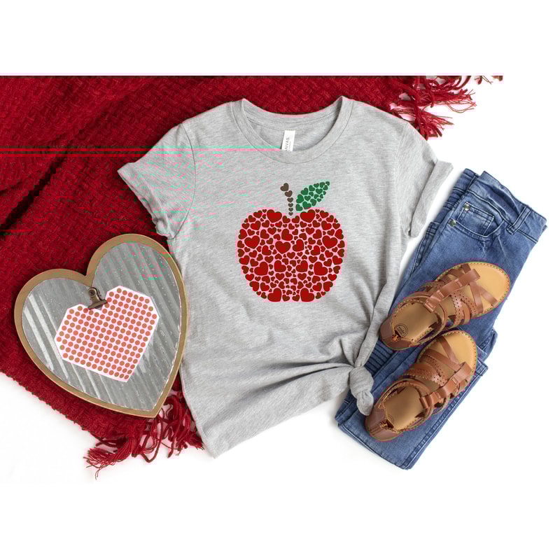 Apple Hearts Shirt,Teacher Valentine's Day Shirt,Cute Valentine Shirt,Valentines Day Gift,Valentines Shirts For Woman,Valentine's Day Shirt,.jpg