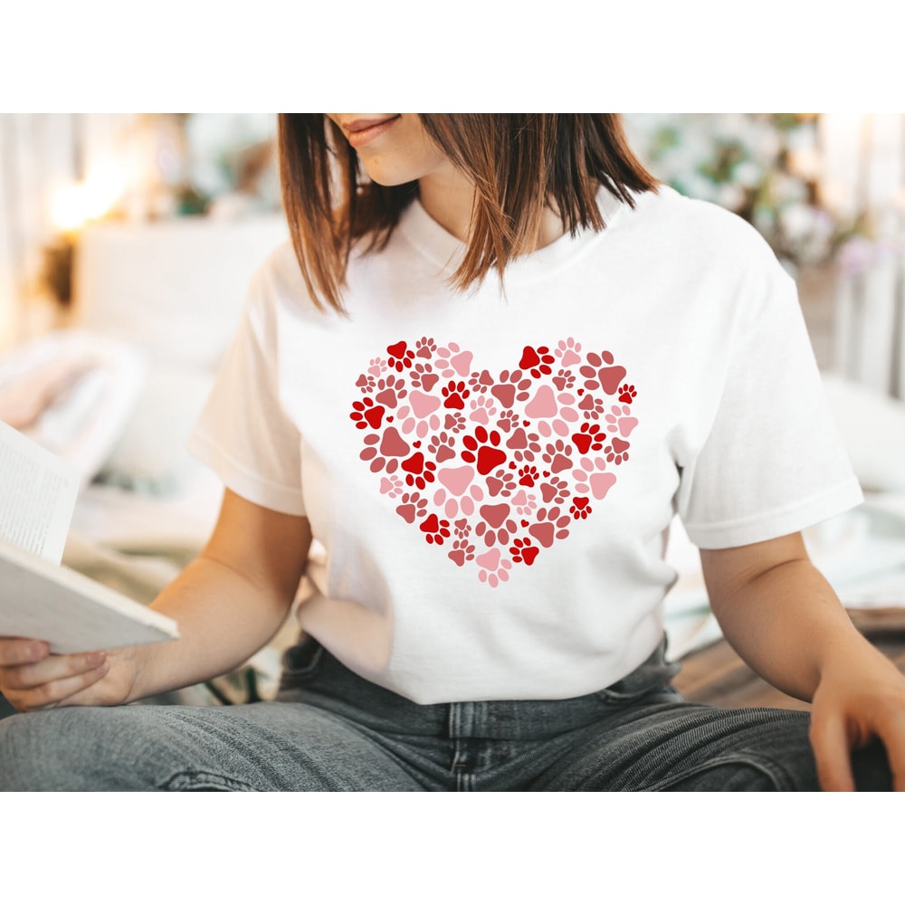 Dog Paw Heart Shirt, Valentine Dog Shirt, Gift For Valentine's Day Shirt, Shirt For Dog Lover, Dog Lover Shirt ,Paw love Shirt, Dog Shirt.jpg
