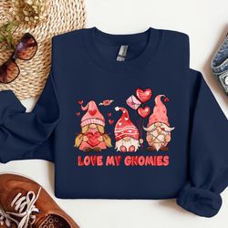 love my gnomies sweatshirt, valentines day sweater, funny gardener hoodie, three gnomies sweatshirt, valentine gnome shi