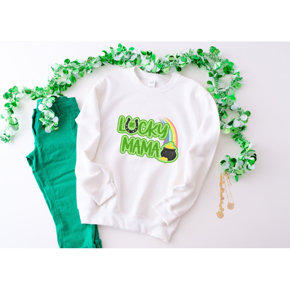 Lucky Mama Shirt, Mom St Patrick's Day Crewneck, Shamrock Sweatshirt,St Patrick's Day Sweatshirt,Luckiest Mommy, Clover Crewnecks, Gift Tee.jpg