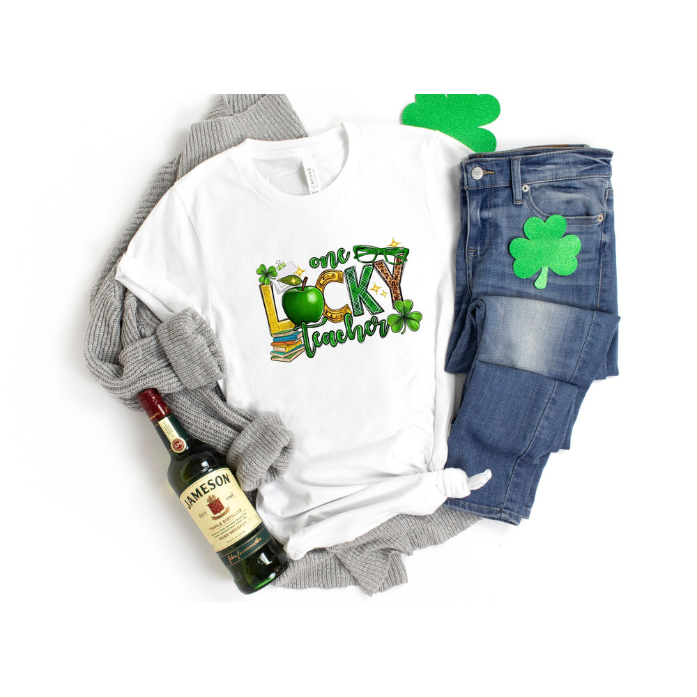 One Lucky Teacher Shirt, St. Patricks Day Shirt, St. Patrick's Day Lucky Teacher Shirt, Patrick's Day Teacher Gift, Shamrock Shirts, Teacher.jpg