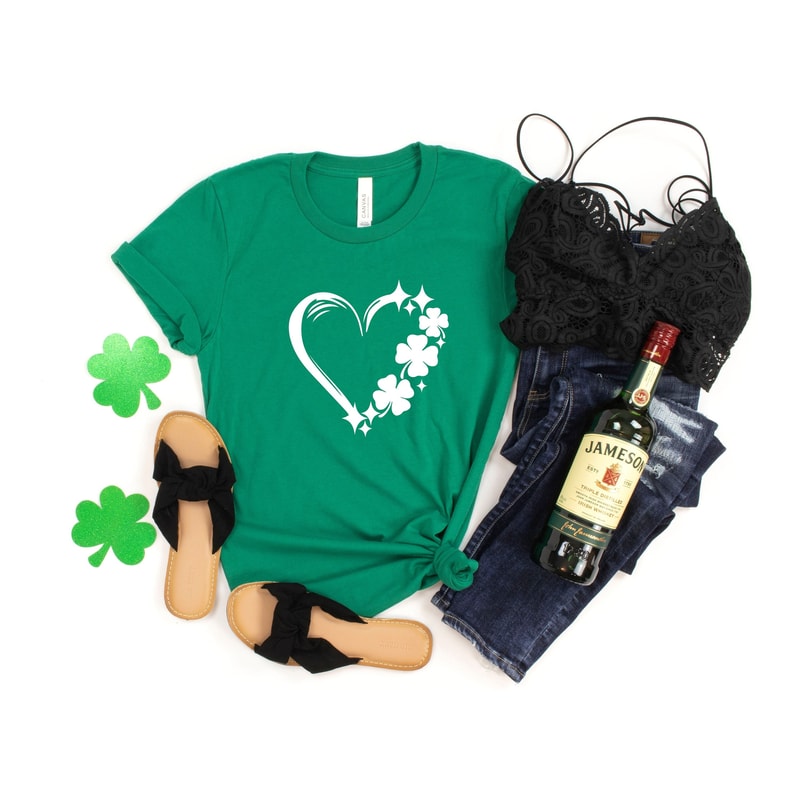 Shamrock Heart Shirt, Gift For Women, St Patricks Heart Shirt, Womens St Patricks Day Shirt, Gift For Women, Irish Shirt, Irish Day, Gift 1.jpg
