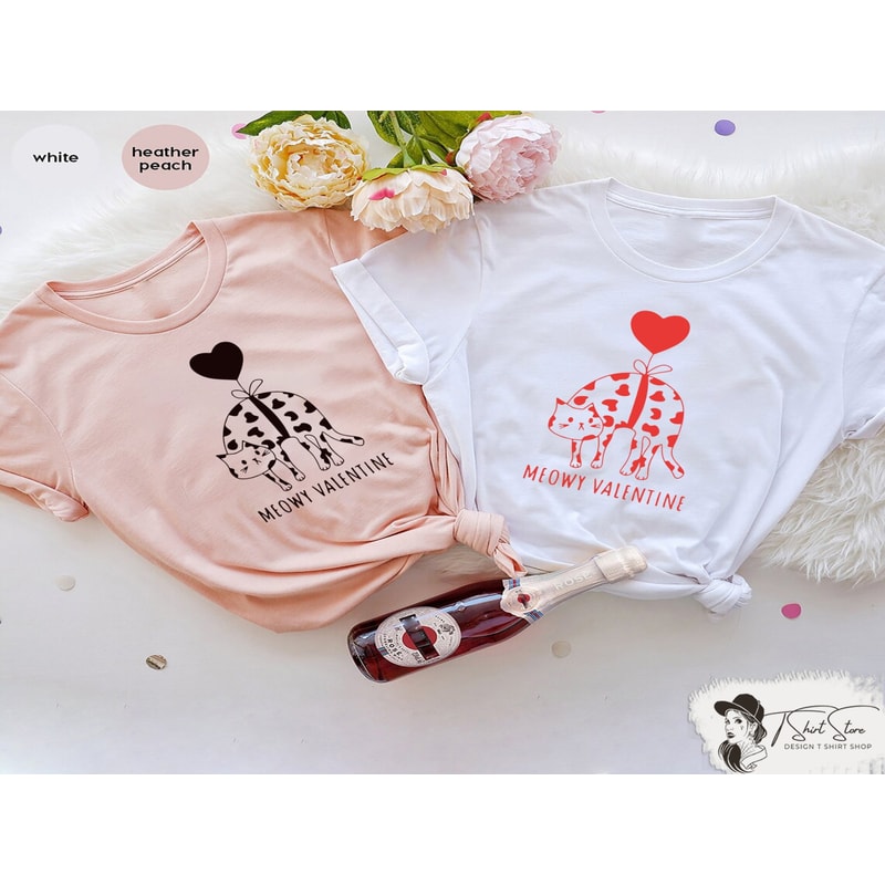 Cat Valentine Shirt, Meowy Valentine Shirt, Valentines Cat Shirt, Happy Valentines, Cat Lover Shirt, Valentines Day Shirt Gift.jpg